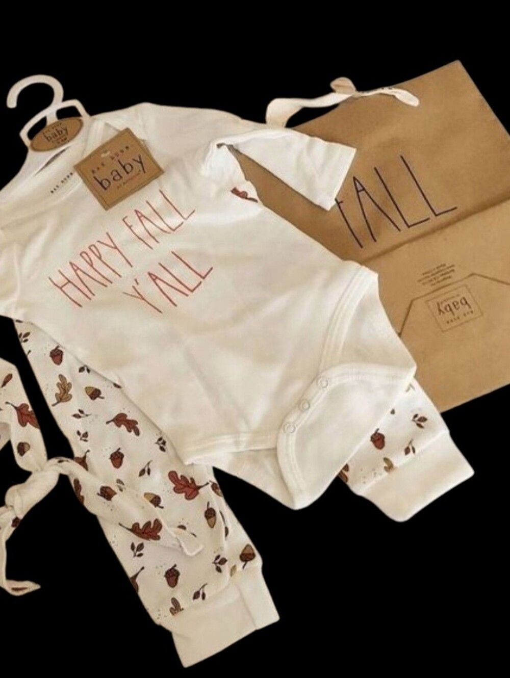 Rae Dunn HAPPY FALL Y'ALL 3 piece baby girl pajamas size 3-6 months